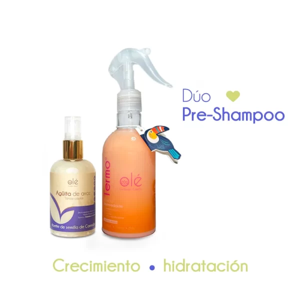 Duo capilar pre-shampoo tónico de arroz y termo protector